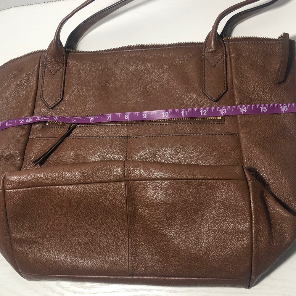 Fossil Brown Leather Tote Bag - Picture 10 of 11